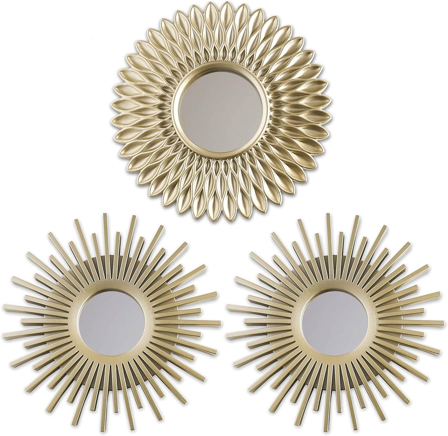 Wall Mirrors Pack of 3 Round Gold Mirrors for Living Room, Home Decor and Bedroom