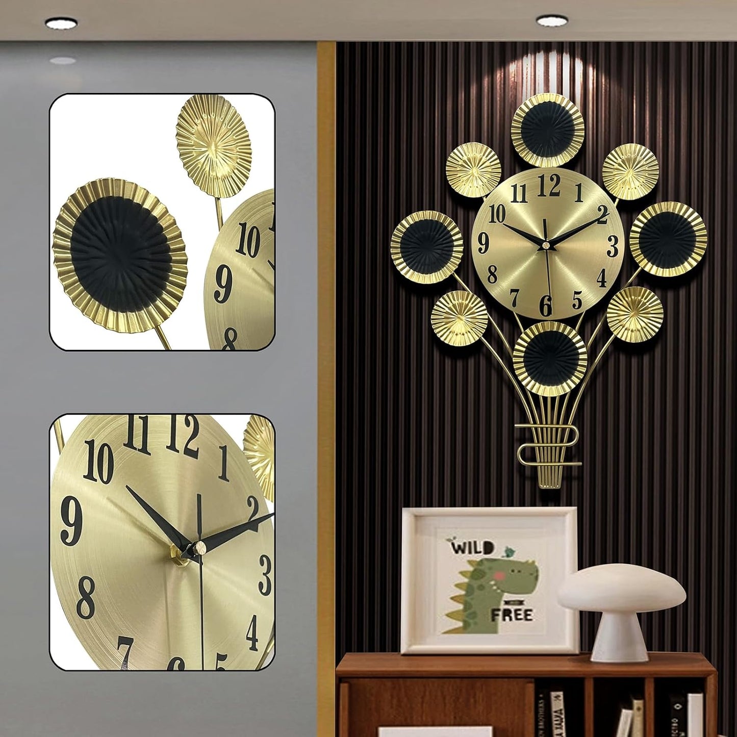 Clocks for Living Room Decor, 32cm Modern Balloon Wall Clock, 3D Wall Art Decor Clocks