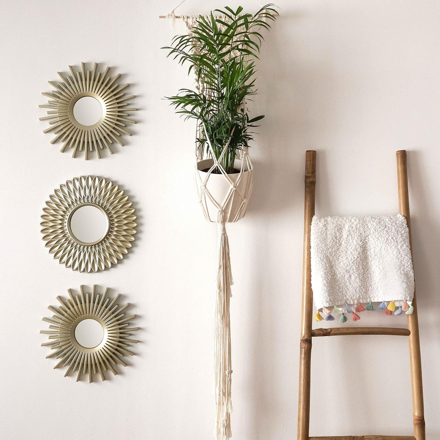 Wall Mirrors Pack of 3 Round Gold Mirrors for Living Room, Home Decor and Bedroom