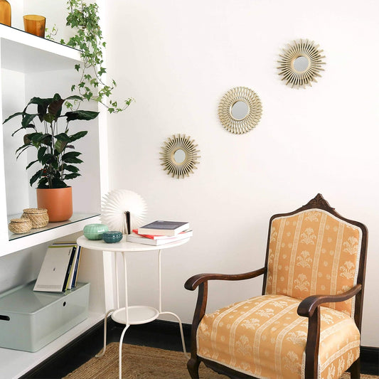 Wall Mirrors Pack of 3 Round Gold Mirrors for Living Room, Home Decor and Bedroom