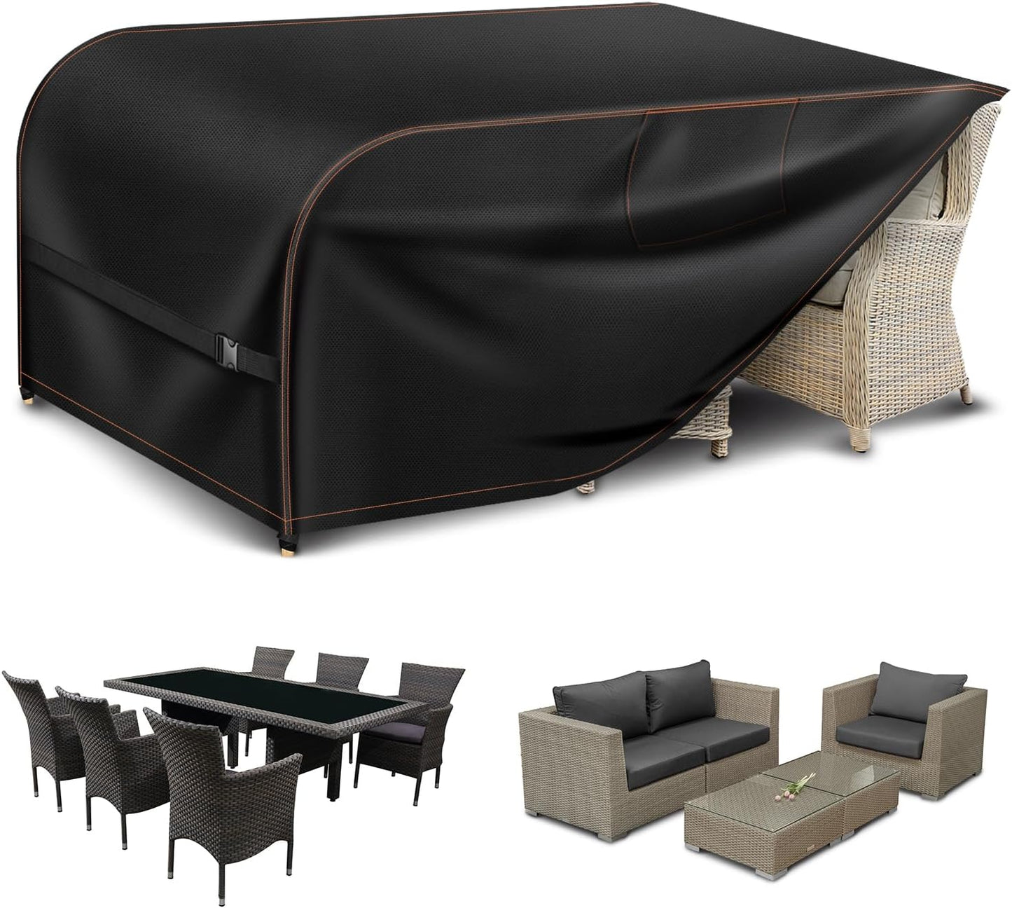 Covers Waterproof with Air Vent 420D Rectangular Rattan Patio Outdoor Furniture Covers