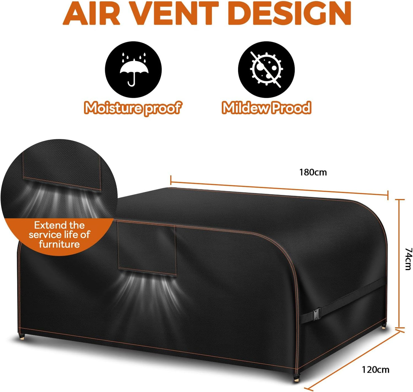 Covers Waterproof with Air Vent 420D Rectangular Rattan Patio Outdoor Furniture Covers
