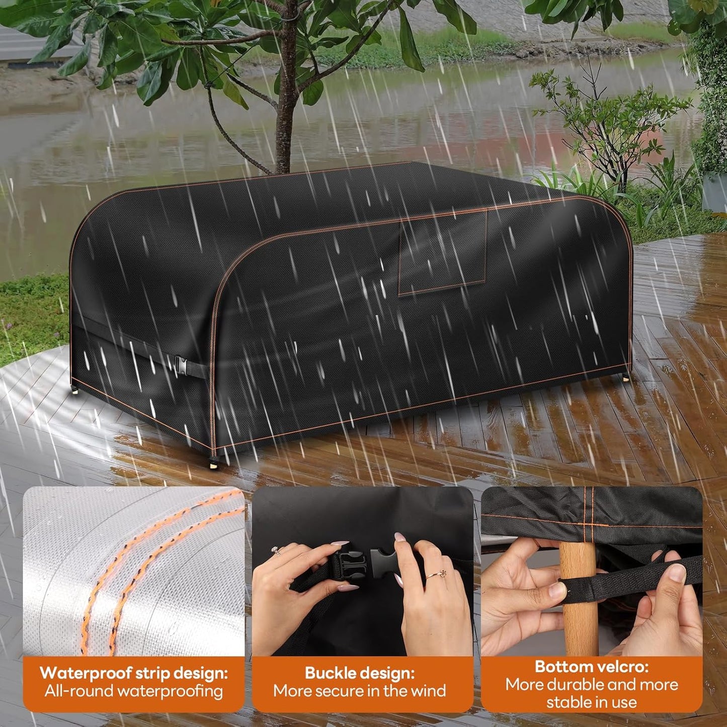 Covers Waterproof with Air Vent 420D Rectangular Rattan Patio Outdoor Furniture Covers
